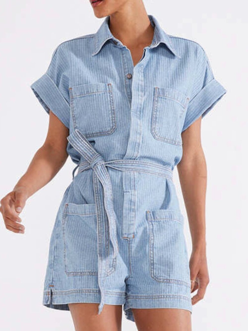 Ética Adeya Stripe Utility Denim Romper